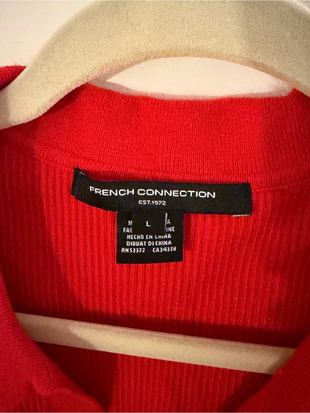 French Connection Bright Red Ribbed Collared Tank - Picture 3 of 3